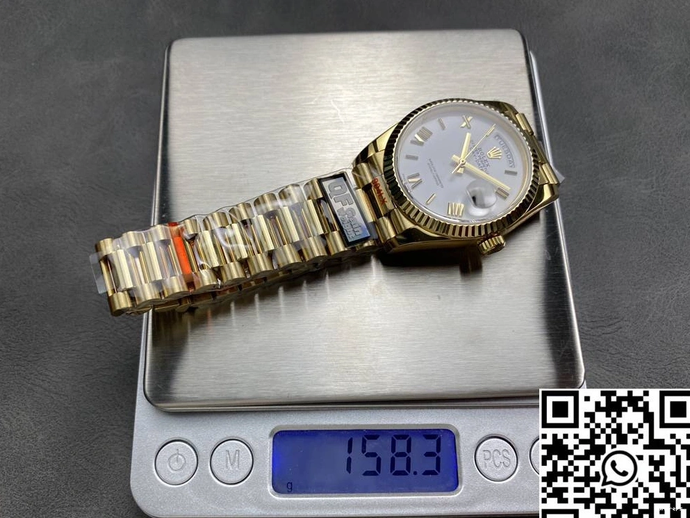 Steel v5 36mm Tungsten Day M128238-0113 White Yellow Dial Date QF 987 Resilient Rolex Gold Factory 0819